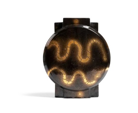 Robert T. Lallemant (French 1902-1954) Vase black and gold glazes, signed 'T R Lallemant / France' (to the base)(34cm high, 2