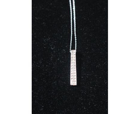 Ladies 9ct White gold Diamond line pendant on chain 1.4g total weight 