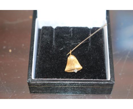 18ct Gold Bell pendant with Diamond setting 