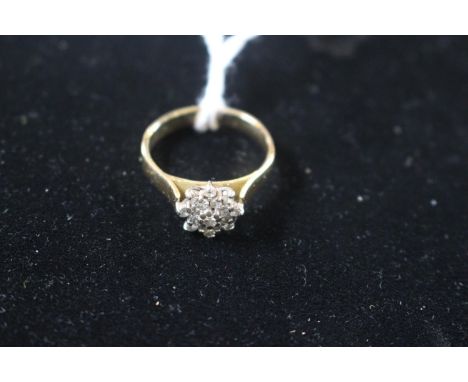 Ladies 18ct Gold (tested) Diamond Cluster ring Size U. 5.5g total weight 