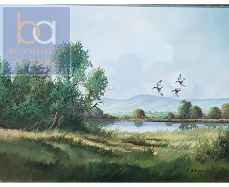 R B HIGGINS - OIL ON CANVAS - LANDSCAPE 15" X 12" 