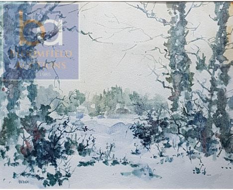 R T KILLEN - WATERCOLOUR - WINTER SCENE 14" X 11" 
