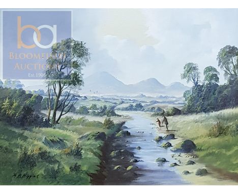 R B HIGGINS OIL ON CANVAS LANDSCAPE 15" X 11" 