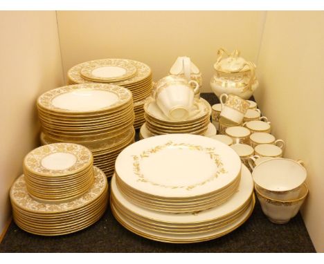A Wedgwood 'Gold Damask' dinner and coffee service, Royal Worcester 'Saguenay' dinner plates, etc