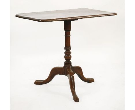 A Victorian oak tripod table, with a rectangular snap top, 80 x 53cm