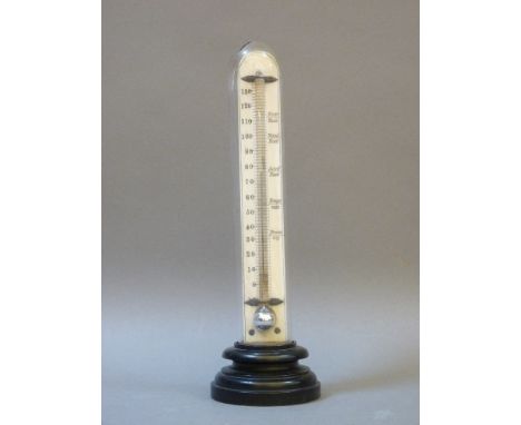 A 19th century ivory desk thermometer, gauge marked 'freezing to fever heat', inscribed verso 'Law, Dumfries', on tuned wood 