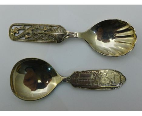 Two Scandinavian silver caddy spoons