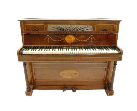 John Broadwood & Sons: A Rare Mahogany and Marquetry-Inlaid Cottage Upright Straight-Strung Piano, circa 1884, numbered 58837