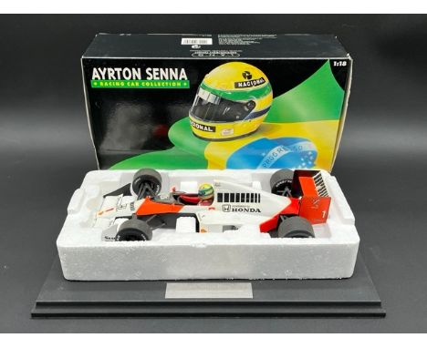 LANG McLaren MP 4/5 Ayrton Senna 1/18 scale in box with display stand (1100g) "Advantage Prost" Ayron Senna's Honda McLaren M