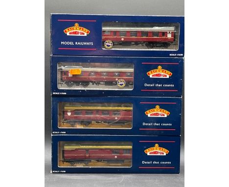 4 OO gauge Bachmann boxed BR Maroon coaches 'Ready-to-Run'(1000g)Bachmann Branchline 39-261 BR Mk1 RMB miniature buffet car E