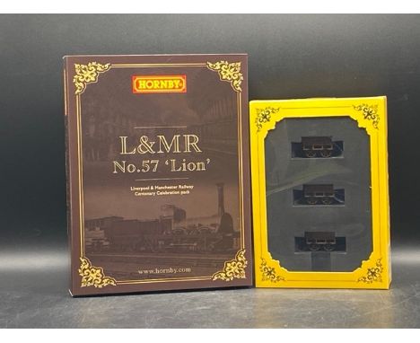 DCC Fitted Hornby R30232 Liverpool and Manchester Centenary (1930) Pack With 0-4-2 "Lion" and Three Coaches together with Hor