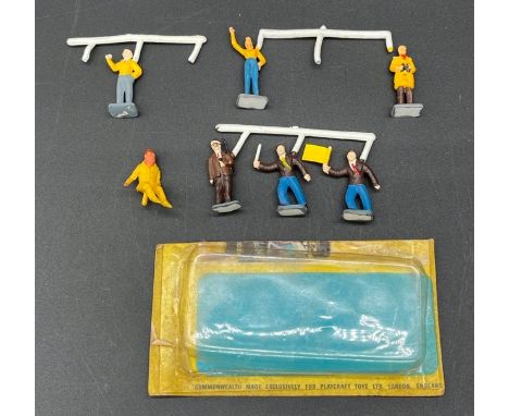 Six Corgi Toys "Playcraft" Scale figures Five attached to sprue, along with unidentified plastic driver of same scale(100g)al