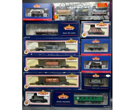 14 OO gauge Bachmann Rolling Stock, each boxed(1700g)Bachmann Branchline 33-850B 30 Ton bogie bolster wagon in LMS brown - 72