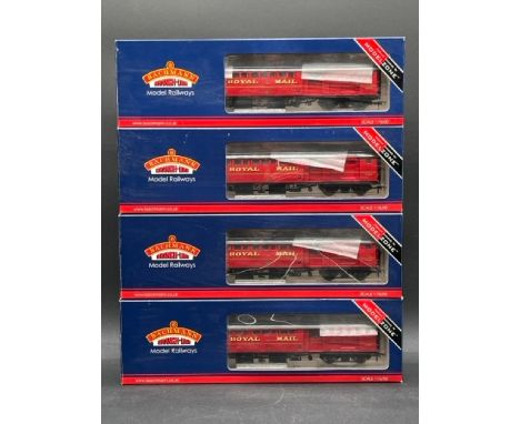 Four OO Bachmann Branchline 39-420W Mk1 travelling post office (TPO) W80300 in Post Office Red Livery - Limited Edition for M
