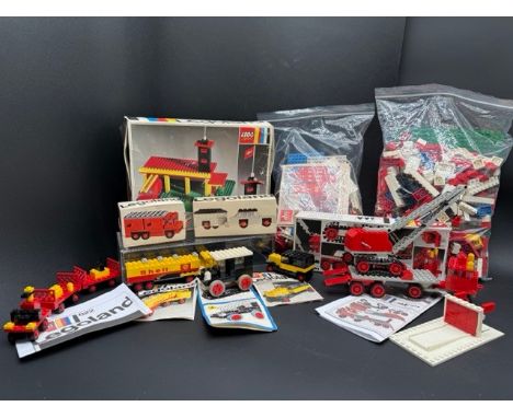 Vintage Lego Boxed and Unboxed 1960s & 70s. (3500g)Boxed Lego 347 - Firestation with instructions.Boxed Lego 337 - Lorry & Cr