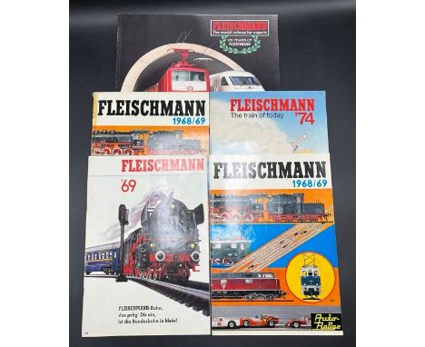 100 Years of Fleischmann Product catalogue along with 1968/69/74 catalogues(1200g)Five catalogues, one 1968/69 duplicate   - 
