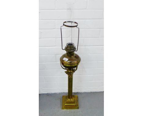 Brass corinthian column oil lamp base 