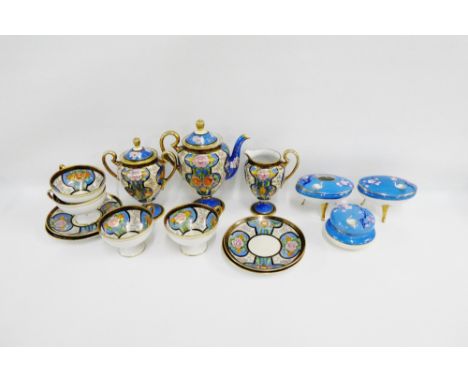 Noritake tea / coffee set comprising four cups, four saucers, cream jug, sugar jug and teapot, together with a three part Nor