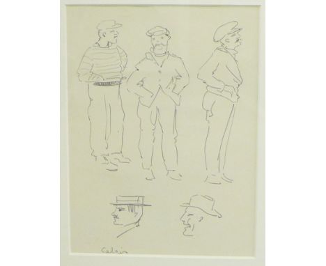 Attributed to Wendy Wood  'Calais' Pencil Sketch In a glazed giltwood frame, 14.5 x 19.5cm 