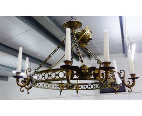 Anglo Dutch style brass eight light chandelier, circa early 20th century 