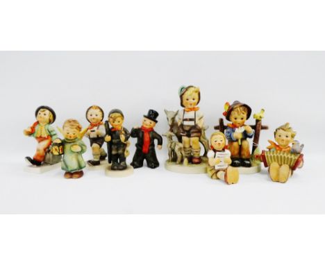 Group of nine Hummel figures to include a Chimney Sweep, etc., tallest 14cm, (9) 