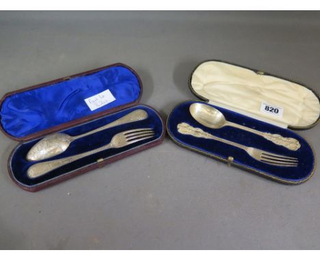 Two boxed silver fork and spoon sets - Total weight approx. 4 troy oz