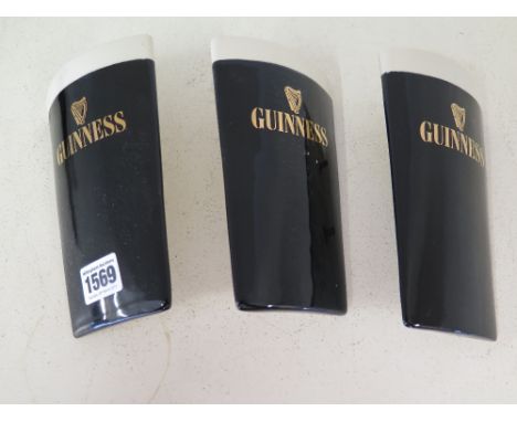 Three Guiness ceramic pump fronts - Height 18 cm 