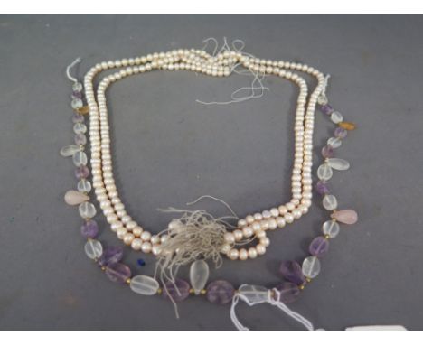 Cultured pearl and amethyst necklaces