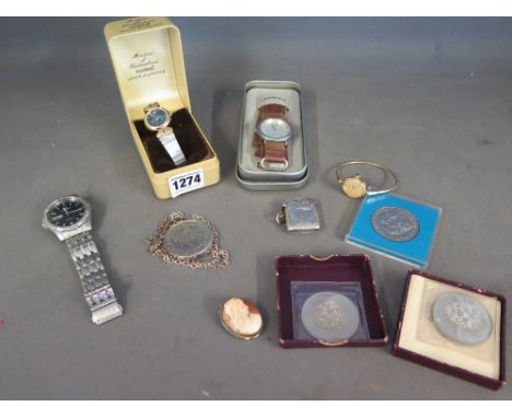 A collection of silver jewellery and manual and quartz watches and some Crown coins