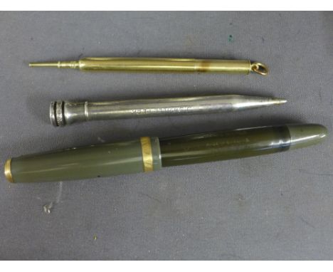 A Sampson Morden gold filled or rolled gold propelling pencil together with an Eversharp Sterling silver propelling pencil - 