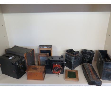 Four vintage plate Cameras and accessories