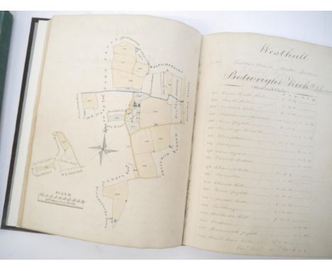 A manuscript land enclosure award/survey for Westhall, East Suffolk (nr. Halesworth), c.1812, with 35 well executed manuscrip