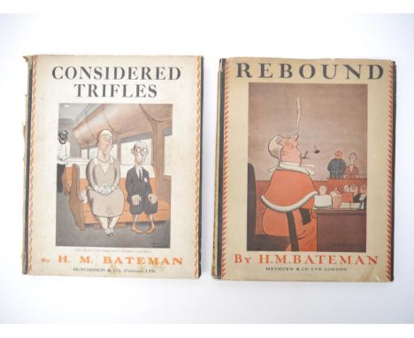 Henry Mayo Bateman, 2 titles: 'Rebound. A Book of Drawings.', 1927. Small folio. Original pictorial paper over boards. Dust j