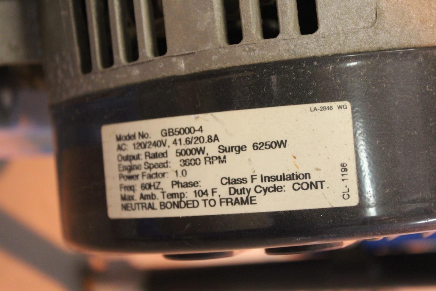 DeVilbiss PowerBack GB5000, 5K watt generator