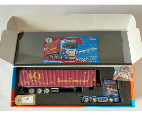 Manufacturer  - Tekno | Description - Scania S-series with 45ft ECS container - Richard King | Stock Code - 74083 | Notes - V
