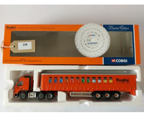 Manufacturer  - Corgi | Description - Volvo FM Low Curtainside - Rugby/RMC Packed Products | Stock Code - CC13503 | Notes - G