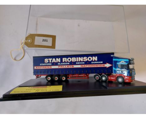 Manufacturer  - Oxford | Description - Scania R420 Topline & Curtainside Trailer - Stan Robinson | Stock Code - SCA04CS | Not