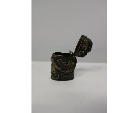 A Chinese themed bronze vesta case 