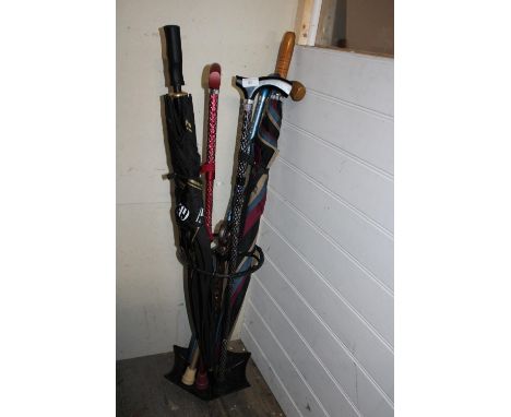 A vintage metal stick stand &amp; contents collection only 