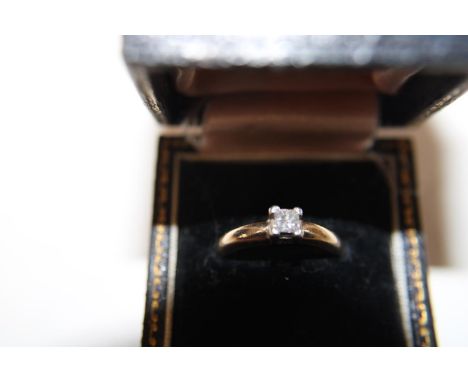 A 9ct gold &amp; diamond solitaire ring. Size J. 3.1 grams 