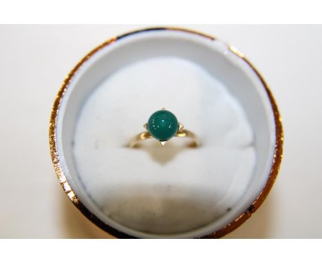 A 9ct gold &amp; jade ring size H 