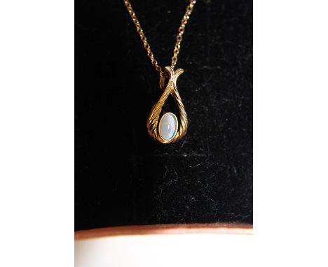 A 9ct opal pendant &amp; chain. Total weight 1.8grams 