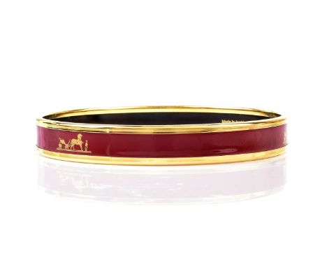 Vintage Hermes Enamel Bangle Bracelet. Signed. Measures 3/8" W; 2-3/8" interior diam. Condition: Very good condition. Estimat