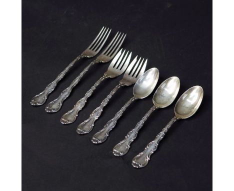 Lot of Seven (7) Gorham "Strasbourg" Sterling Silver -Tableware. Includes: 2 forks 7-1/2" L, 2 salad forks 6-3/8" L, and 3 te