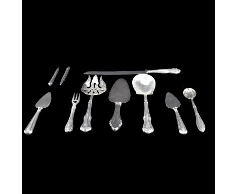 Grouping of Eleven (11) Sterling Silver Items. Includes: 8 sterling handle serving pieces and two Silverolex tribes of Israel