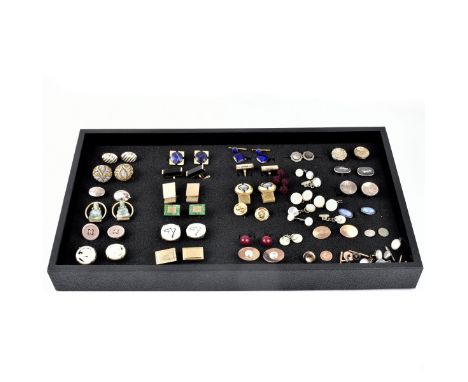 Large Collection of Men's Vintage Cufflinks, Shirt Studs, Collar Bars and Tie Clips Including Sterling Silver and Gold Filled