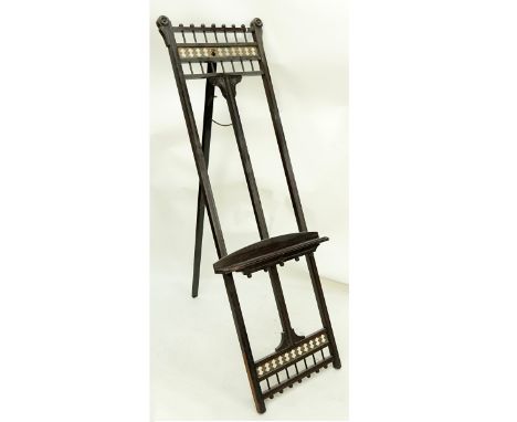 Antique Carved Mahogany Wood Easel. Measures 63-5/8" H x 23-3/4" W Condition: Scratches, rubbing, rear bar stand is loose Est