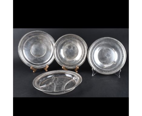 Grouping of Four (4) Vintage Sterling Silver Tableware. Includes: two Farmington Watrous pierced plates, F.B. Rodgers Co. pla