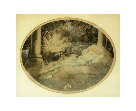 After: Louis Icart, French (1888 - 1950) Lithograph Print "Sleeping Beauty" Signed and Numbered 174/500 on Lower Margin. Blin