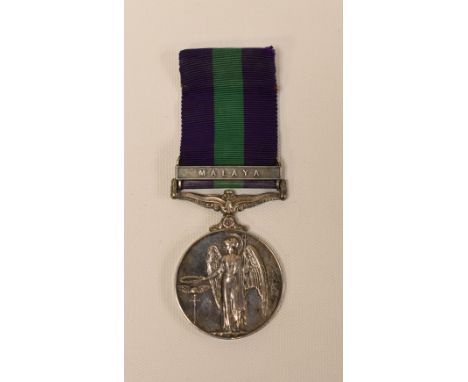 QEII GENERAL SERVICE MEDAL with clasp for Malaya, engraved to 23362054 Pte. J F Hawes R A M C